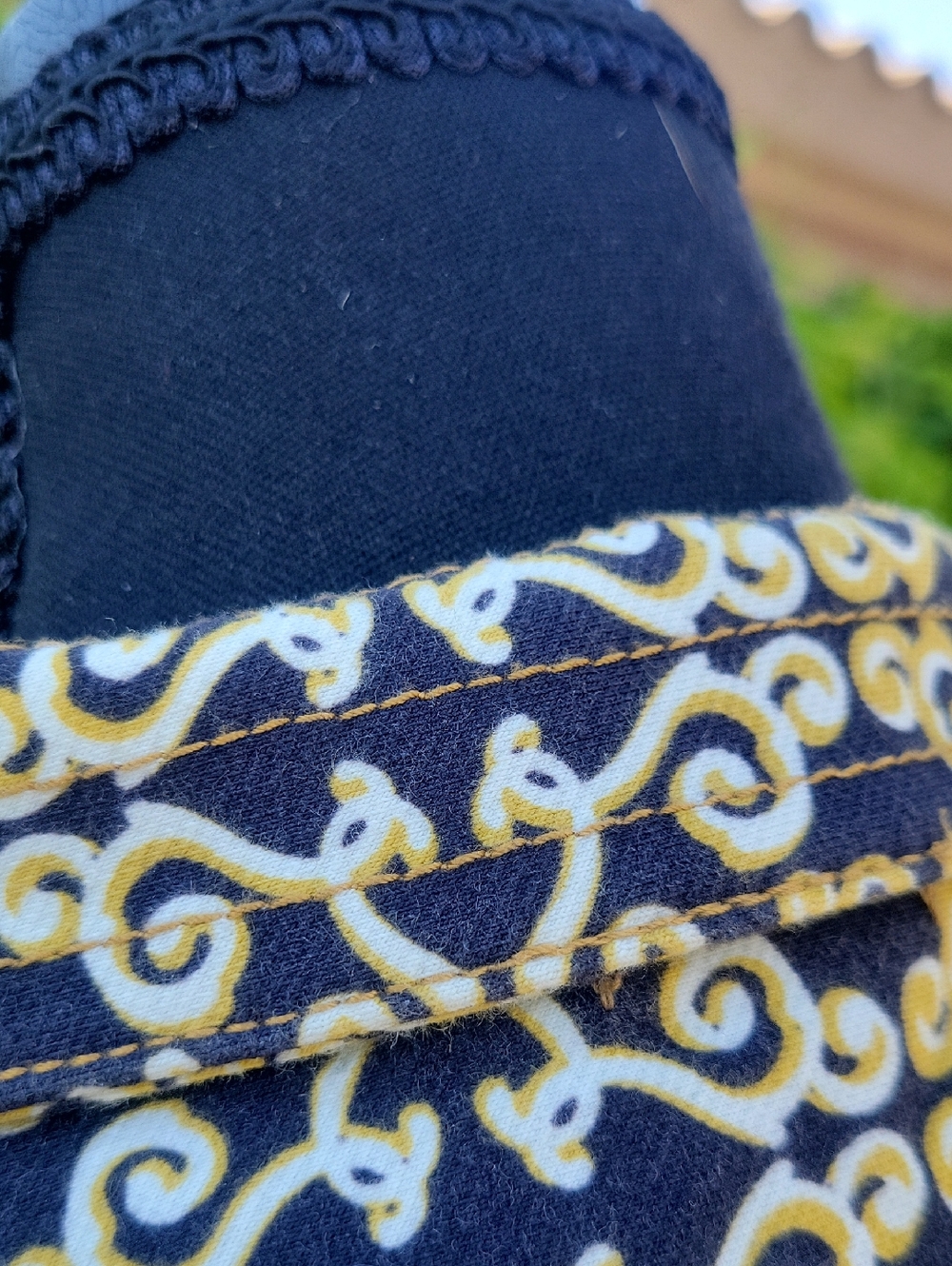 J. McLaughlin Navy and Gold Swirl Midi Catalina Cloth Dress - Picture 8 of 15